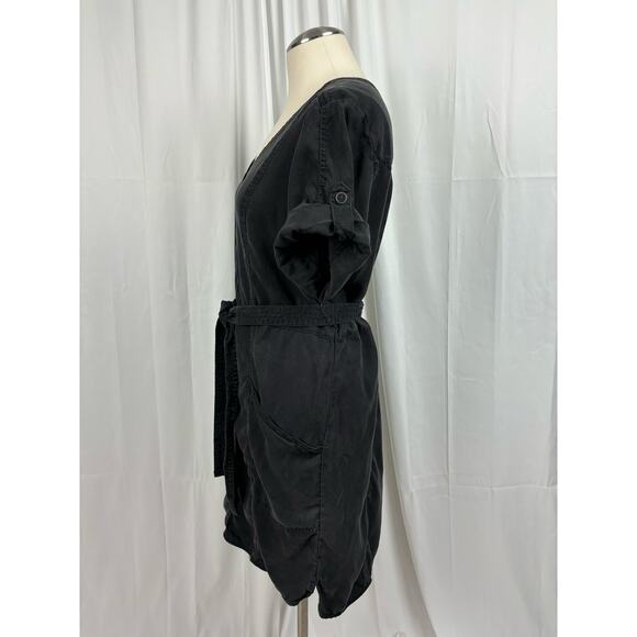 Pilcro Anthroplogie Washed Black V Neck SS Cargo Shirt Dress Size M - Picture 4 of 13